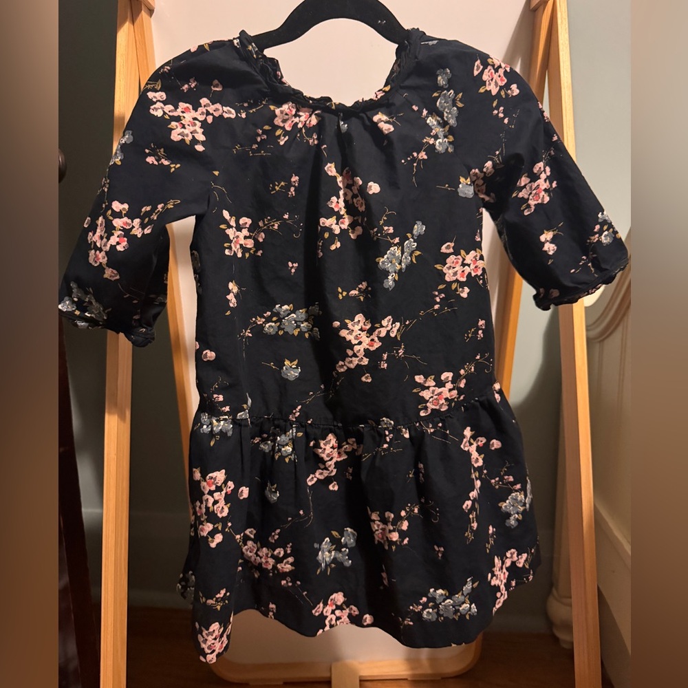 Bonpoint Black and Pink Floral Kids Dress